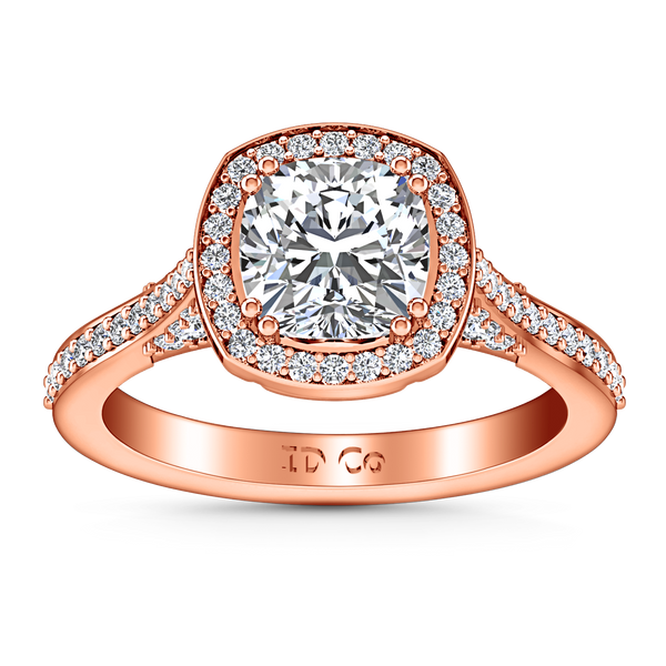 Halo Cushion Cut Engagement Ring Coco 14K Rose Gold