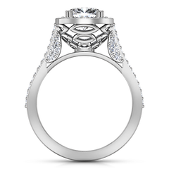 Halo Cushion Cut Engagement Ring Coco 14K White Gold