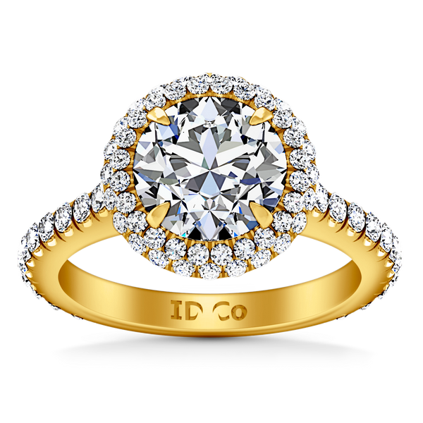 Halo  Engagement Ring Blossom 14K Yellow Gold