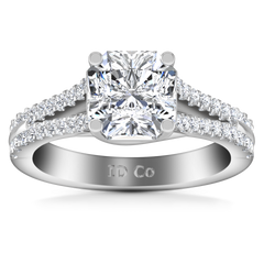 Pave Cushion Cut Engagement Ring Dahlia 14K White Gold