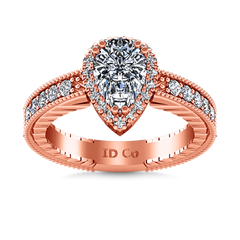 Halo  Engagement Ring Candence  14K Rose Gold