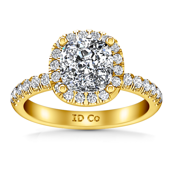 Halo Cushion Cut Engagement Ring Jessica 14K Yellow Gold