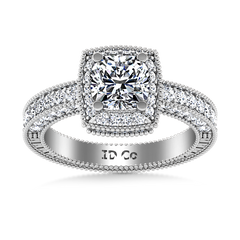 Halo  Engagement Ring Danica 14K White Gold