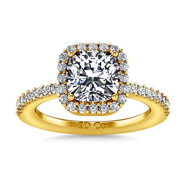 Halo Cushion Cut Engagement Ring Claire 14K Yellow Gold