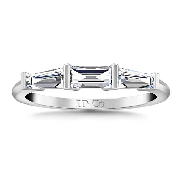 Diamond Wedding Band Prong Channel Set Tappered Baguette 0.38 Cts 14K White Gold