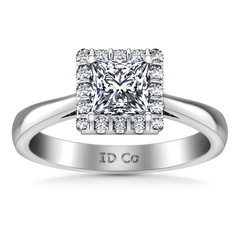 Halo Princess Cut Engagement Ring Lumiere 14K White Gold