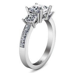 Three Stone Princess Cut Engagement Ring Rebecca 14K White Gold