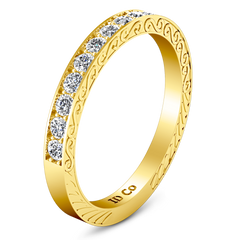 Diamond Wedding Band Arabesque 0.36 Cts 14K Yellow Gold