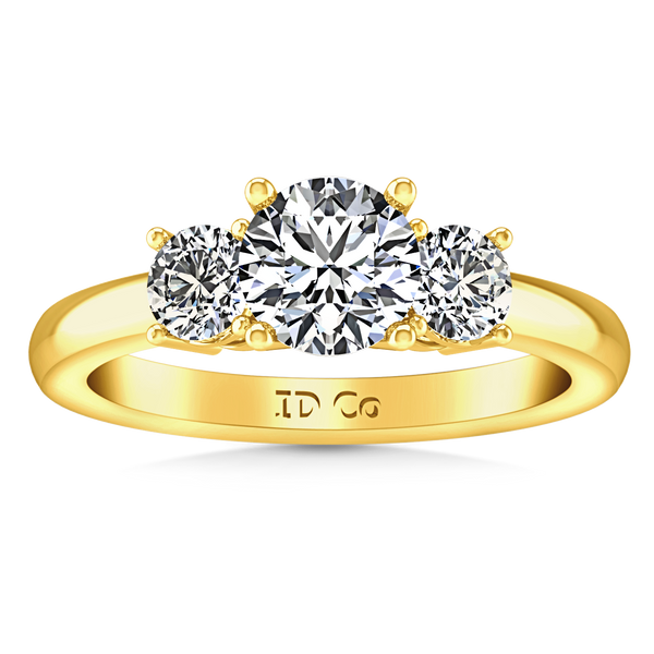Three Stone Engagement Ring Classic 14K Yellow Gold