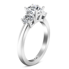 Three Stone Engagement Ring Classic 14K White Gold