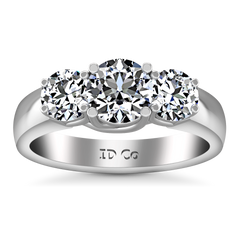 Three Stone Engagement Ring 4 Prong Lattice 14K White Gold