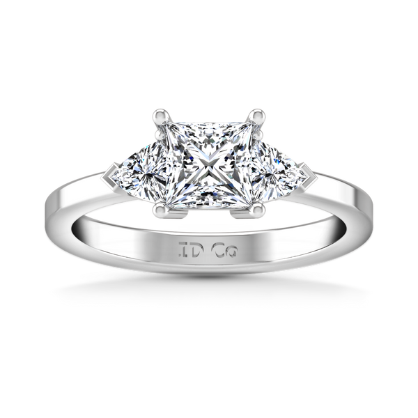 Three Stone Engagement Ring Simone 14K White Gold
