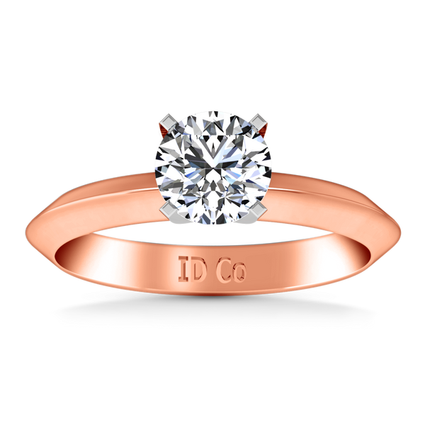 Solitaire Engagement Ring Knife Edge Round Diamond 14K Rose Gold