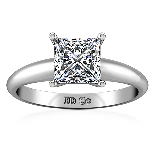 Solitaire Princess Cut Engagement Ring Cindy 14K White Gold