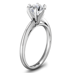 Solitaire Engagement Ring Cathedral 6 Prong 14K White Gold