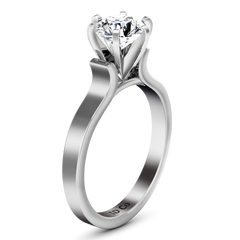 Solitaire Engagement Ring Curved Shoulder 14K White Gold