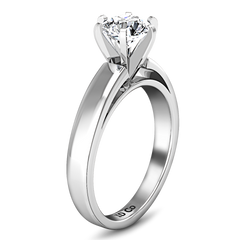 Solitaire Engagement Ring 6 Prong Contemporary 14K White Gold