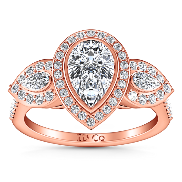 Three Stone Engagement Ring Vanessa 14K Rose Gold