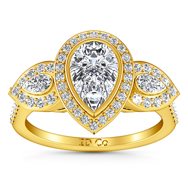Three Stone Engagement Ring Vanessa 14K Yellow Gold
