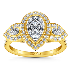 Three Stone Engagement Ring Vanessa 14K Yellow Gold