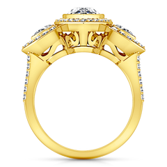 Three Stone Engagement Ring Vanessa 14K Yellow Gold