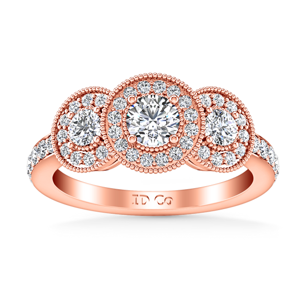 Three Stone Engagement Ring Giselle 14K Rose Gold