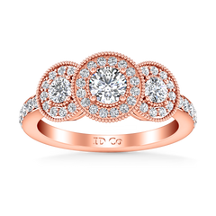 Three Stone Engagement Ring Giselle 14K Rose Gold
