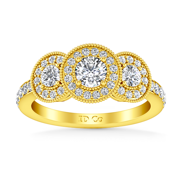 Three Stone Engagement Ring Giselle 14K Yellow Gold