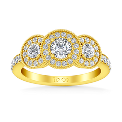Three Stone Engagement Ring Giselle 14K Yellow Gold