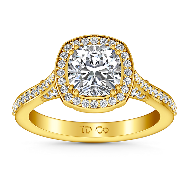 Halo Cushion Cut Engagement Ring Coco 14K Yellow Gold