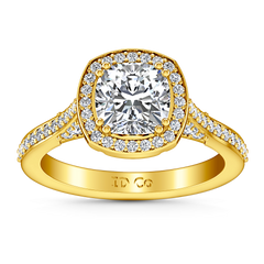 Halo Cushion Cut Engagement Ring Coco 14K Yellow Gold