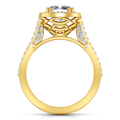 Halo Cushion Cut Engagement Ring Coco 14K Yellow Gold