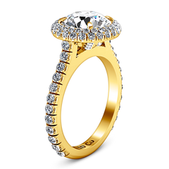 Halo  Engagement Ring Blossom 14K Yellow Gold