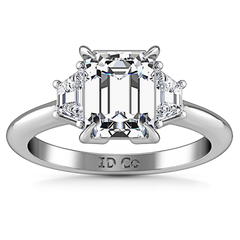Three Stone Cushion Cut Engagement Ring Celesse 14K White Gold