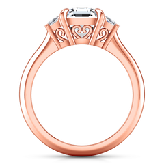 Three Stone Cushion Cut Engagement Ring Celesse 14K Rose Gold