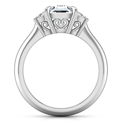 Three Stone Cushion Cut Engagement Ring Celesse 14K White Gold