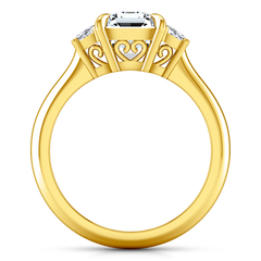 Three Stone Cushion Cut Engagement Ring Celesse 14K Yellow Gold