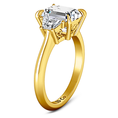 Three Stone Cushion Cut Engagement Ring Celesse 14K Yellow Gold