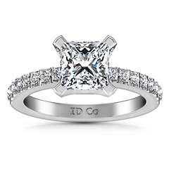 Pave Princess Cut Engagement Ring Prima 14K White Gold