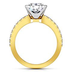 Pave Princess Cut Engagement Ring Prima 14K Yellow Gold
