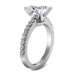 Pave Princess Cut Engagement Ring Prima 14K White Gold