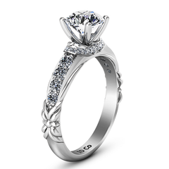 Pave Engagement Ring Flora 14K White Gold