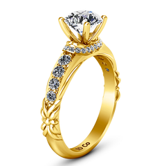 Pave Engagement Ring Flora 14K Yellow Gold