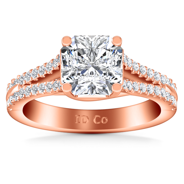 Pave Cushion Cut Engagement Ring Dahlia 14K Rose Gold