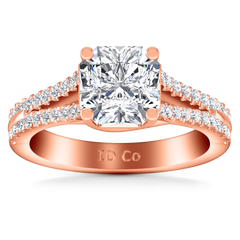 Pave Cushion Cut Engagement Ring Dahlia 14K Rose Gold