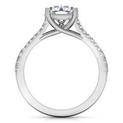 Pave Cushion Cut Engagement Ring Dahlia 14K White Gold