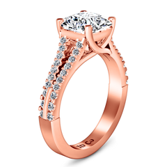 Pave Cushion Cut Engagement Ring Dahlia 14K Rose Gold