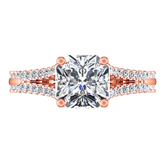 Pave Cushion Cut Engagement Ring Dahlia 14K Rose Gold