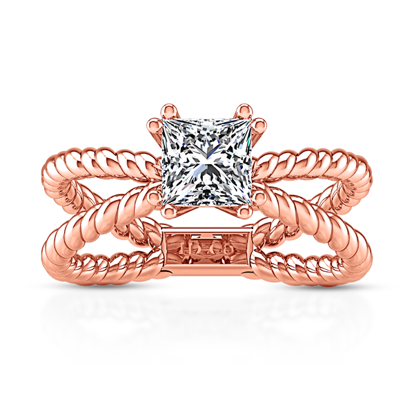 Solitaire Princess Cut Engagement Ring Infinity 14K Rose Gold