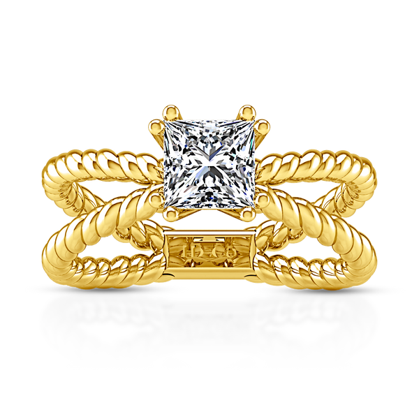 Solitaire Princess Cut Engagement Ring Infinity 14K Yellow Gold